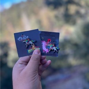 Deadpool as red ranger on a unicorn megazord pin. (glow In the dark)